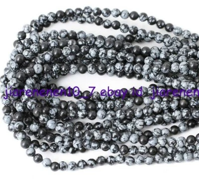 Natural Genuine 6mm Snowflake Obsidian Round Beads DIY Loose Beads 15inch - Image 1 of 4