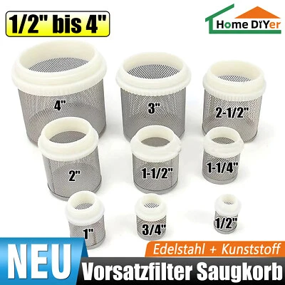 Edelstahlfilter Filterkorb Saugschlauch Filter Vorsatzfilter Saugkorb 1/2" - 4" - Bild 1 von 4