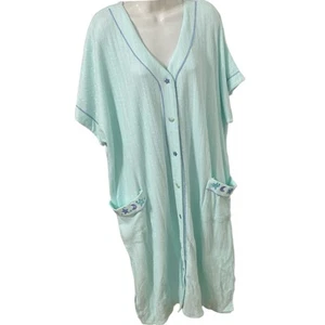 Capistrano Robe House Coat Women's 2X Blue Pockets button down NWT - Picture 1 of 9