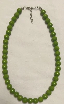 Colar Gargantilha de Contas de Vidro Verde Oliva 17-18" - Imagem 1 de 4