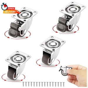 Small Caster Wheels 1 Inch, Low Profile 360 Degree Swivel Casters Set of 4, Litt - Picture 1 of 12