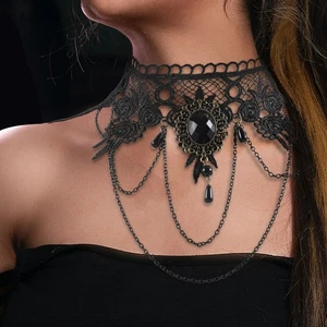 De colección Negro Encaje Gótico Distintivo Collar Victoriano Lolita Gargantilla Punk Vestido - Imagen 1 de 12