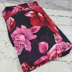Vintage Sheer Polyester Fabric Red Pink Rose Floral 6Yrs By Intl Printmakers  - Picture 1 of 8