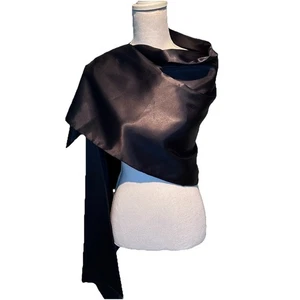 Cejon Accessories Black Satin Shawl Wrap Formal Party Evening 21 X 72 EUC - Picture 1 of 8