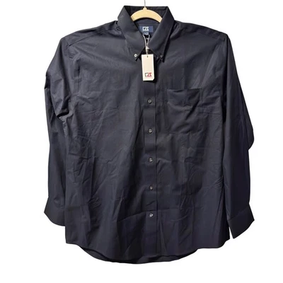 New Cutter & Buck Mens XL TG Easy Care Button Down Dress Shirt Navy Embroidered - Image 1 of 4