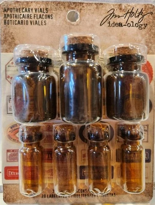 Tim Holtz Idea-ology Glass Apothecary Vials with Corks 7/vial Pack TH93302 - Image 1 of 2