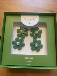 Kate Spade New York x Target - Green Floral Linear Earrings Limited Edition NIB - Picture 1 of 5