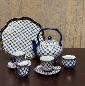 Juego de té miniatura Imperial Rusia para 2 con azúcar y crema para tetera - Imagen 1 de 13