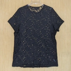 Top nero pizzo floreale stravagante strega femminile romantico vittoriano donna XXL - Foto 1 di 7