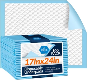 Almohadillas desechables Medpride 17"" X 24"" (100 unidades) almohadillas para incontinencia, cubierta de cama - Imagen 1 de 12