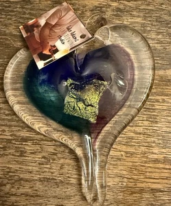 Handblown Art Glass HEART Hanging SUNCATCHER Luke Adams Dichroic NWT - Picture 1 of 5