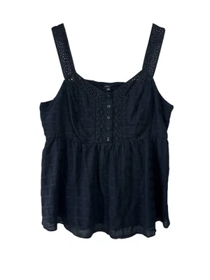 Camiseta sin mangas Torrid talla 2X para mujer negra Babydoll algodón ventana panel botón delantero Foto 1 de 4