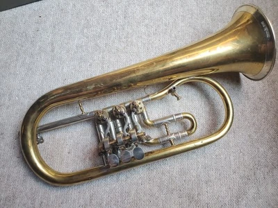 Sehr schönes altes Dreh Bb Flügelhorn "Lidl Brünn" kleine Girlande - Bild 1 von 4
