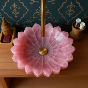 Unico Lavello Quarzo Rosa - Lavello Quarzo Cristallo per Arredamento Interni Bagno - Foto 1 di 13