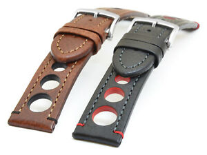 HIRSCH RALLY WATCH STRAP RACING VINTAGE LOOK Quick Release LEATHER 18 -24 mm US