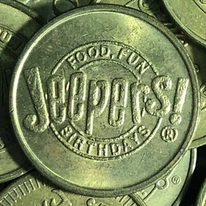 Vintage 1980er "Jeepers" 22,75 mm Messing Arcade Spiel Token $1,99ea - Bild 1 von 5
