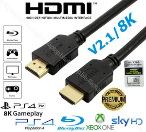 HDMI v2.1 Ultra High Speed HDR 8K/4K 48Gbps Certified Cable SkyQ/XBOX/PS4/PS5 - Picture 1 of 7