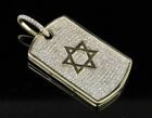 Star Dog Tag Pendant Simulated Diamond 925 Silver 14K Gold Plated