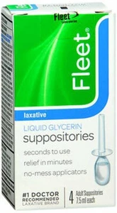 Fleet Laxative Liquid Glycerin Suppositories 4 Adult Suppositories 4.5Oz 24 Pack - Picture 1 of 2