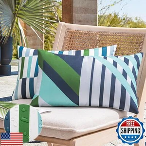 Phantoskop 2er Pack Outdoor Kissen Wasserdicht Geometrische Streifen Outdoor Pi - Bild 1 von 5