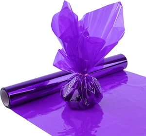 16 Inchx100Ft Cellophane Wrap Roll Translucent Purple Wrapping for Gift Basket - Picture 1 of 7