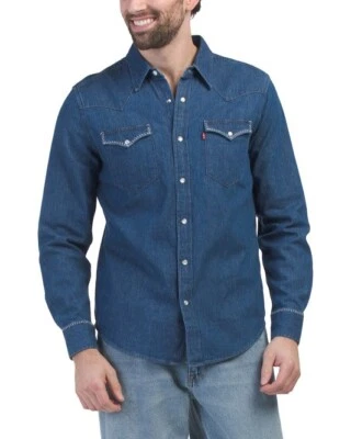 Levi's Mens Classic Western Standard Fit Snap Front Denim Blue Levis Shirt Sz- M - Image 1 of 4