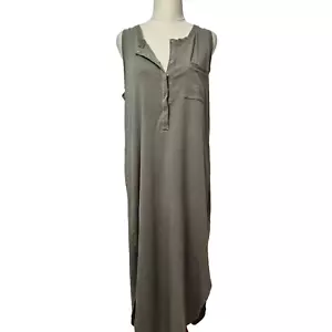Bae the Label Dress Womens Size M Green Khaki Maternity Stretch Snap Open Top - Picture 1 of 9