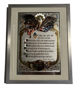 Color Foil Art “Oh say, can you see” Metal Frame Francis Scott Key’s Anthem - Picture 1 of 7