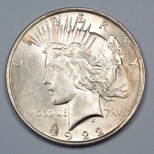 1922 P Peace Silver Dollar UNC VAM-2EQ Die Break Neck Edge Numismatic $1 Coin - Picture 1 of 3