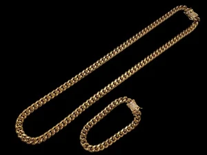 8 mm Cuban Miami ICE OUT Gold PVD 22" Halskette + 7" Armband Set 94 Gramm FULLSET - Bild 1 von 3
