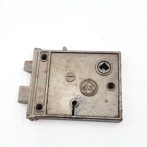 Antique Yale Towne Cast Iron Surface Mount Rim Lock Doorknob Skeleton Key Cover