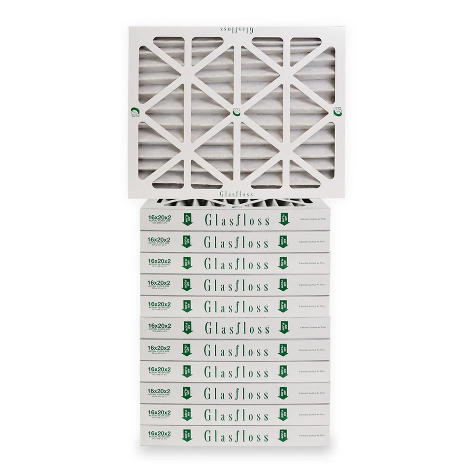 Filtro de aire 16x20x2 MERV 10 plisado por Glasfloss - Caja de 12 - Filtros de aire acondicionado/horno Foto 1 de 1