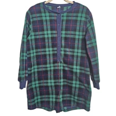 Old Navy Plaid Fleece Pajama Romper size Medium - Image 1 of 4