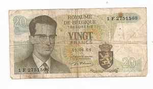 1964 Kingdom of Belguim Twenty Francs Bank Notes - Picture 1 of 2