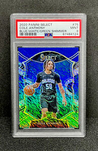 Cole Anthony Rookie 2020 Select Blue White Green Shimmer /49 Graded PSA 9  Pop 1