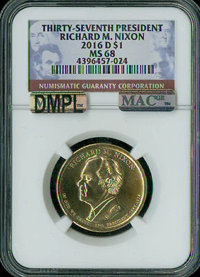 2016 D RICHARD NIXON PRES DOLLAR NGC MS68 MAC DMPL PQ FINEST GRADE & SPOTLESS - Image 1 of 4