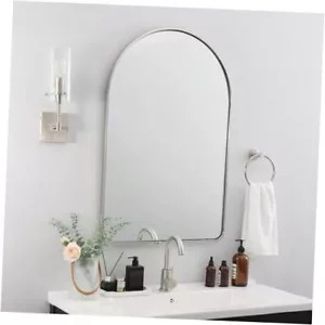 Brushed Nickel Arched Mirror, 20x30 Arch Mirror, Brushed Nickel Bathroom - Picture 1 of 7