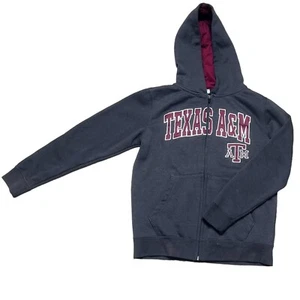 Texas A&M Jacket Stadium Athletics Kids Size S (8-10) Grey Fleece Lined Hooded - Picture 1 of 4