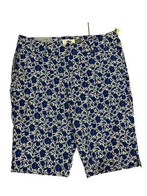 Old Navy Bermuda Shorts Sz 0 Blue White Floral Cotton Stretch NWT - Image 1 of 4