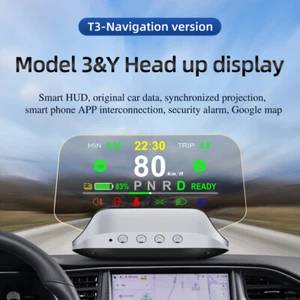 Car HUD Head Up Display OBD Speedometer Navigation Google Map For Tesla Model 3 - Picture 1 of 9