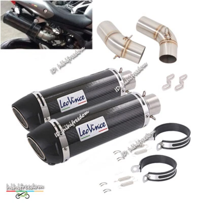 For Ducati Monster 696 796 695 1100 Exhaust Carbon Tips Muffler Middle Link Pipe - Image 1 of 4