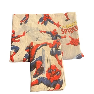 Pottery Barn Kids Spider Man 1 Piece Twin Bed Flat Sheet And 1 Pillow Case - Picture 1 of 4
