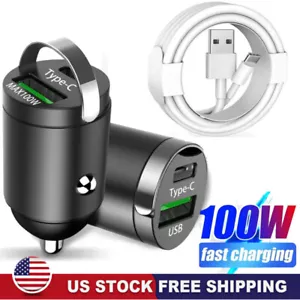 100W USB Type-C Car Charger Fast Charger Adapter For iPhone 16 15 Pro Max/Plus - Picture 1 of 17