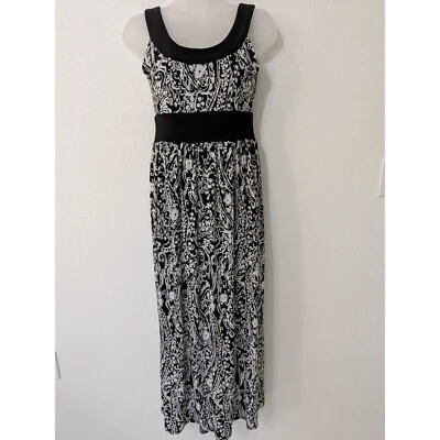 Vtg Tiana B. Maxi Dress Black White Paisley 90s Sleeveless Casual Dress Size S - Image 1 of 4