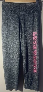 Girls Size Small Grey Leggings Pink Love - Picture 1 of 4