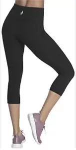 Skechers Go Walk Leggings Women's Black SMALL Mid Calf Capri High Waisted NEW - Picture 1 of 8