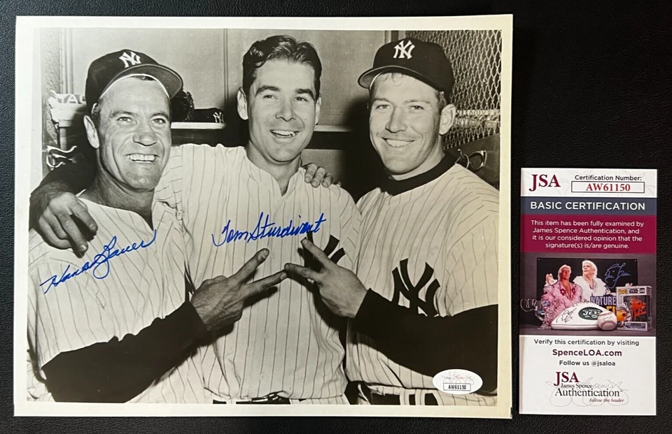 Tom Sturdivant & Hank Bauer Signedx2 8x10 Photo JSA w/COA N.Y Yankees MLB AUTOS! - Image 1 of 4