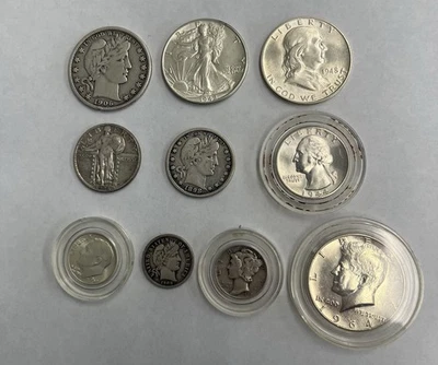 Lot of  10 Antique Old US Coins 90% Silver - Image 1 of 4