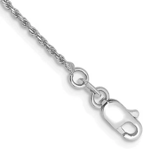 10k White Gold 1.15mm Diamond-cut Machine Made Rope Chain Anklet 9" 1.33gm - Picture 1 of 2