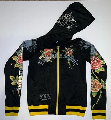 Chaqueta con Capucha Ed Hardy Mujer Cremallera Completa Estrás - Pequeña S - Love Kills Slowly Foto 1 de 4